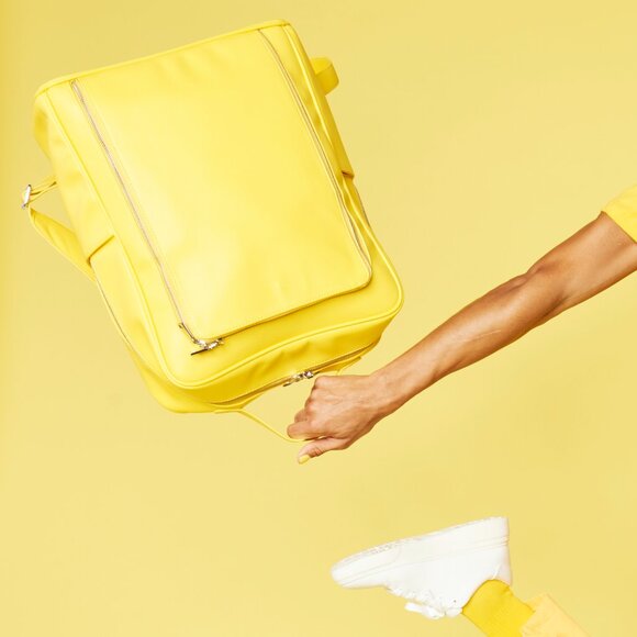 YELLOW BACKPACK MONOCHROME VEGAN LEATHER - Picture 5 of 9